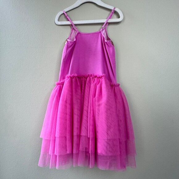 COTTON ON Kids Superhero Dress Girls 7 Gold Sequins Pink Tulle Princess CottonOn - Picture 2 of 6